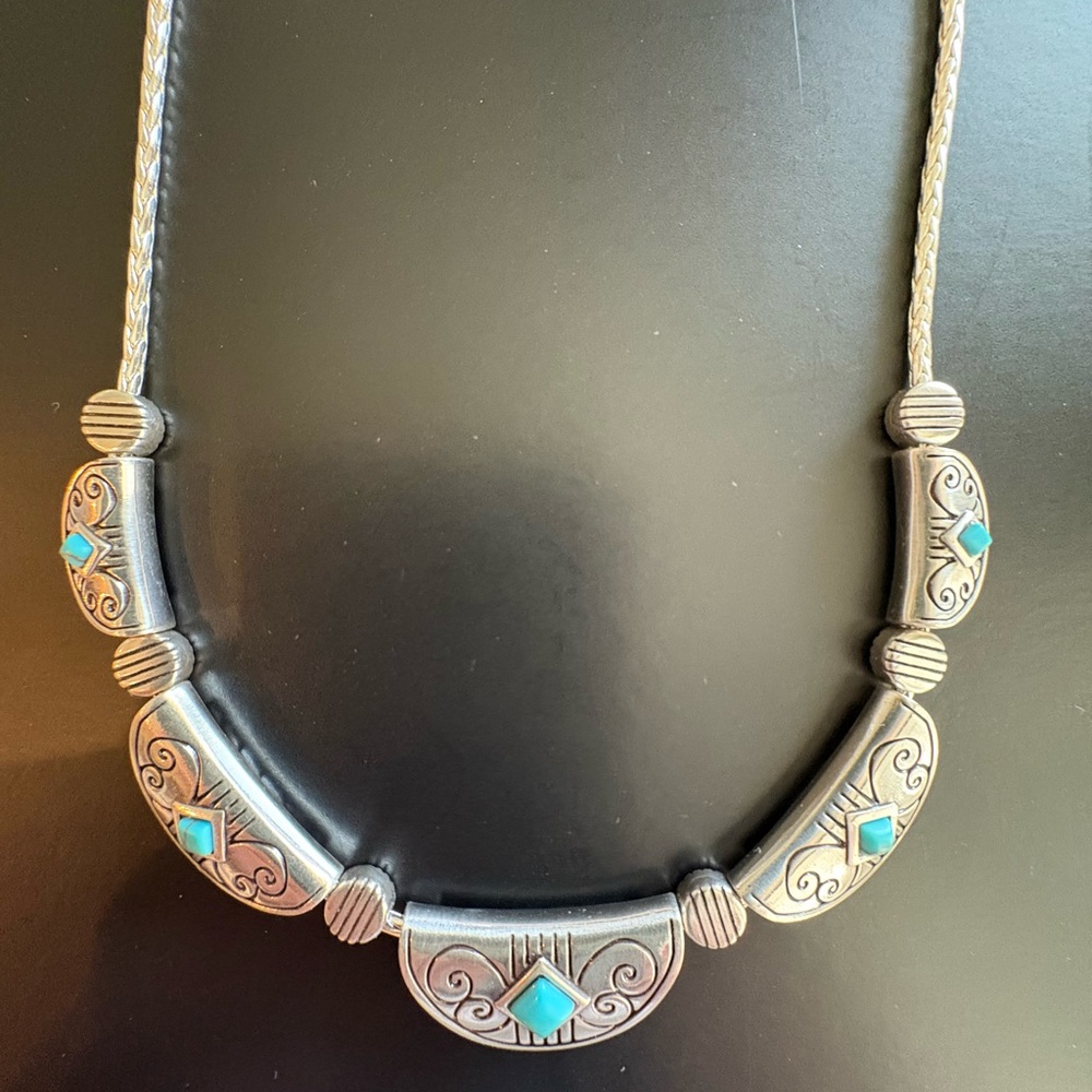 Brighton Primrose Santa Fe Turquoise Silver Tone Necklace